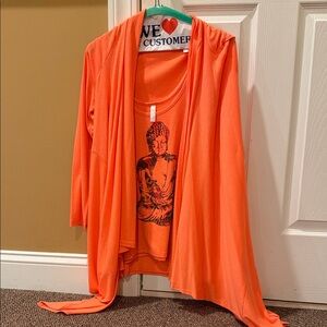 Orange Buddha Print Women's Top